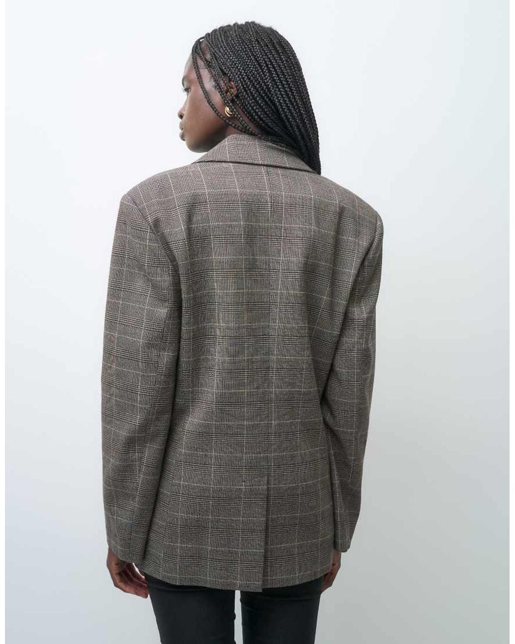ASOS Gray Tailored Power Shoulder Double Breasted Blazer