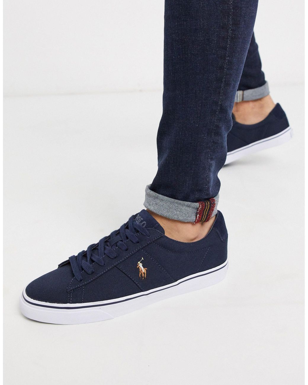 Polo Ralph Lauren Sayer Canvas Trainer With Multi Polo Player In White for  Men | Lyst UK