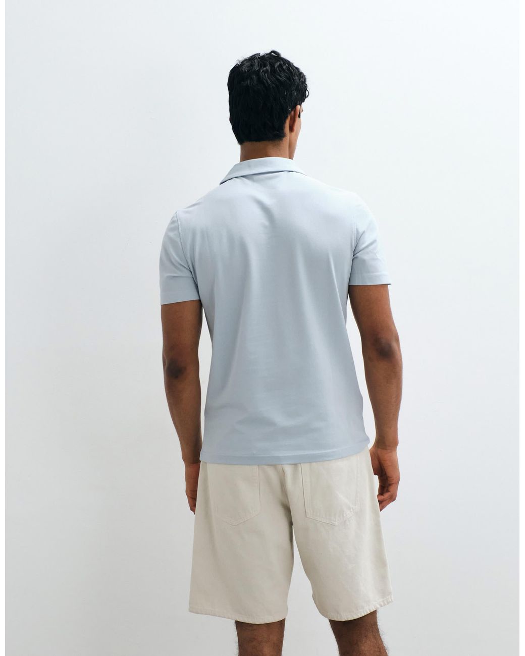Mango Blue Split Collar T-shirt for men