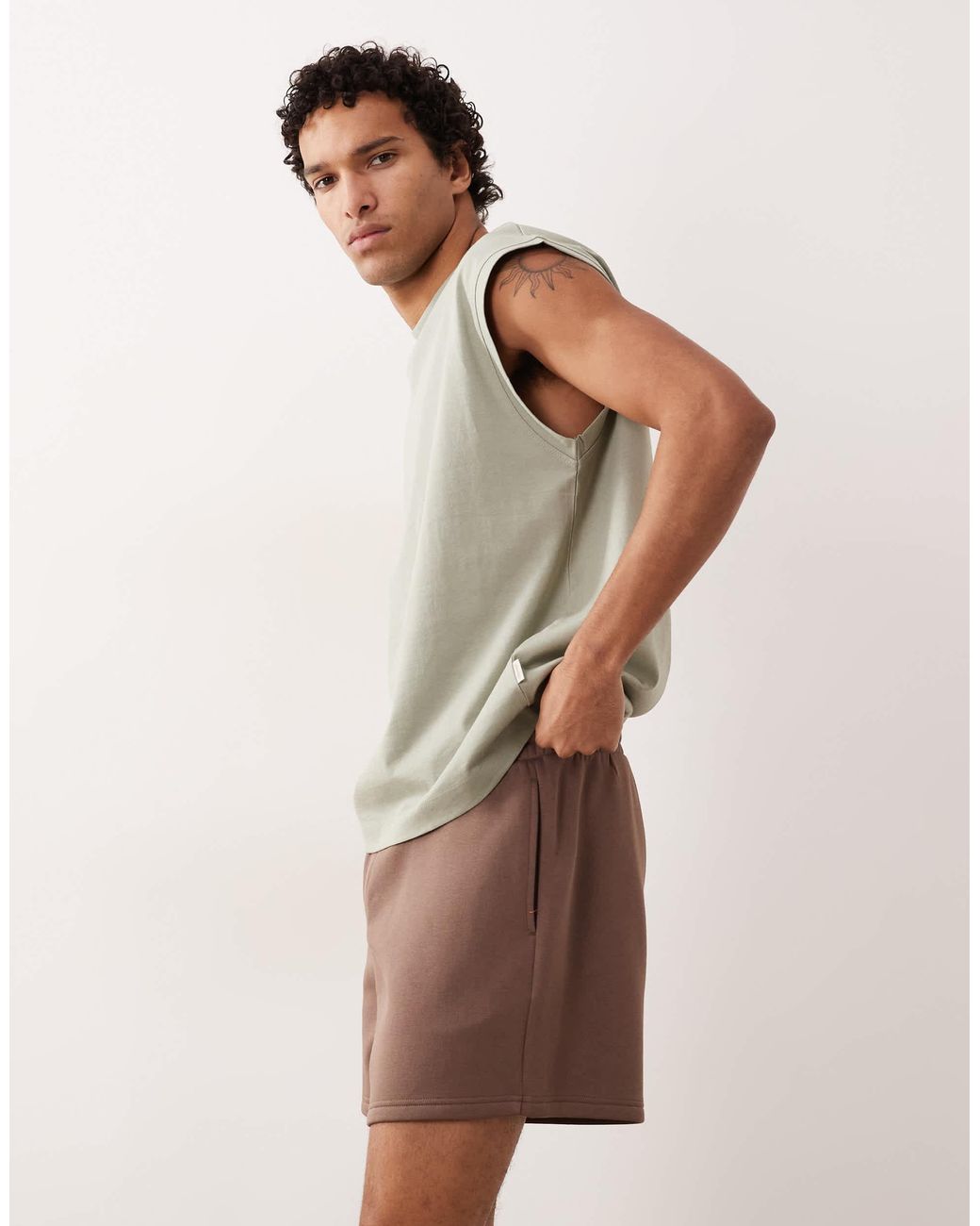 ASOS – basic-shorts aus jersey in Natural für Herren