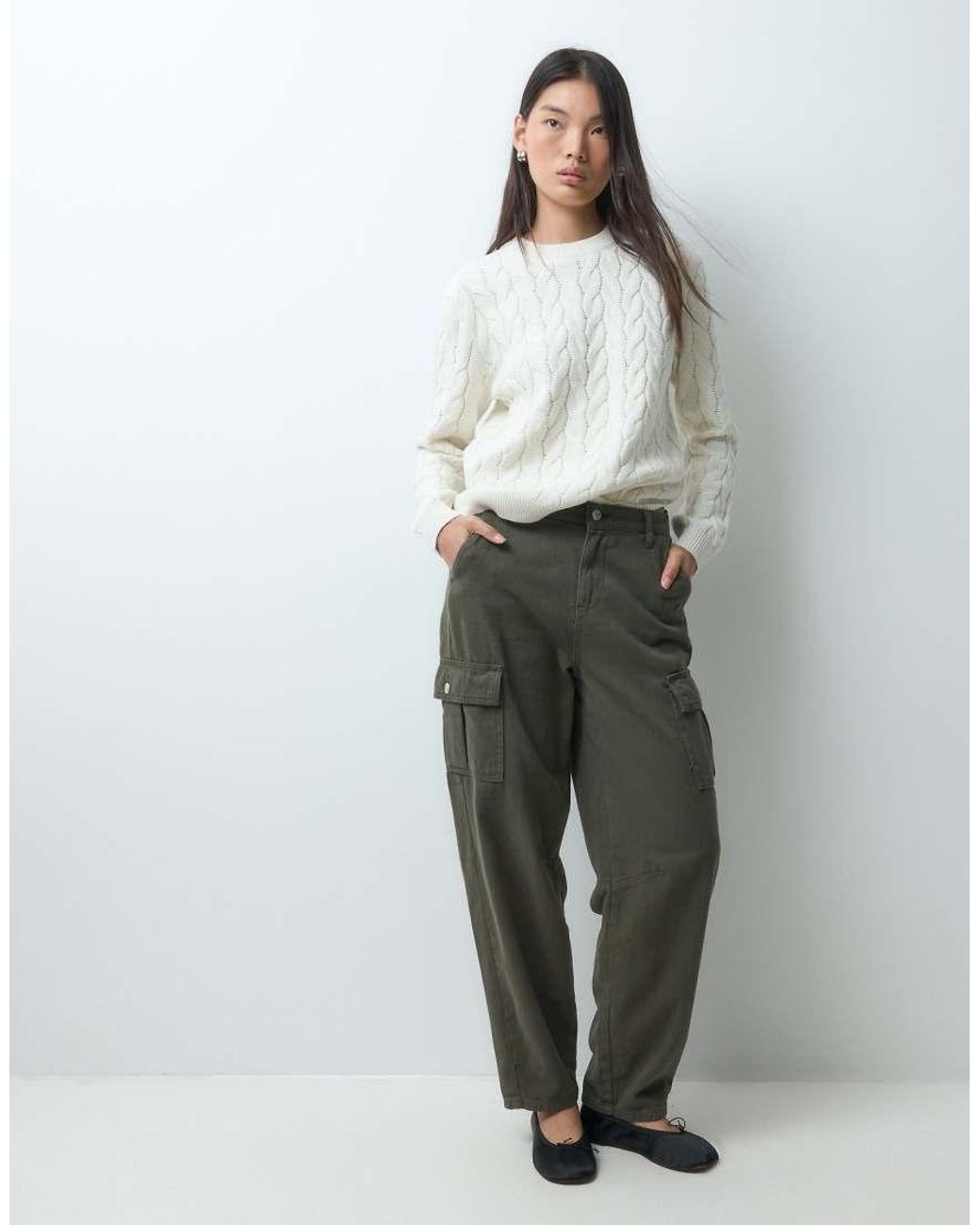 Noisy May Gray Cable Knit Jumper