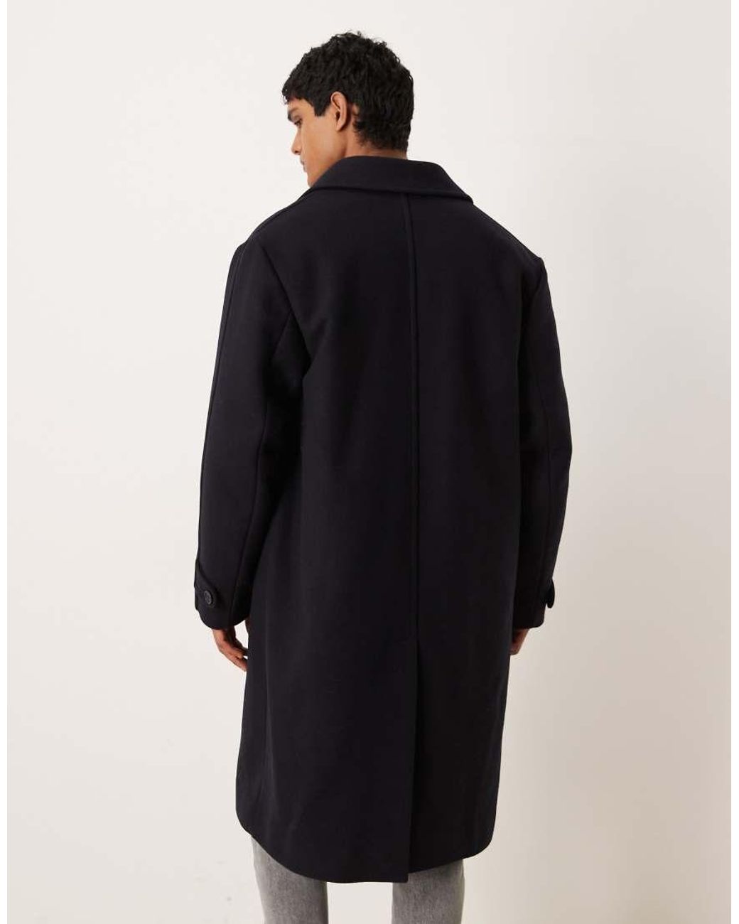ARKET Black Melton Wool-rich Maxi Overcoat for men