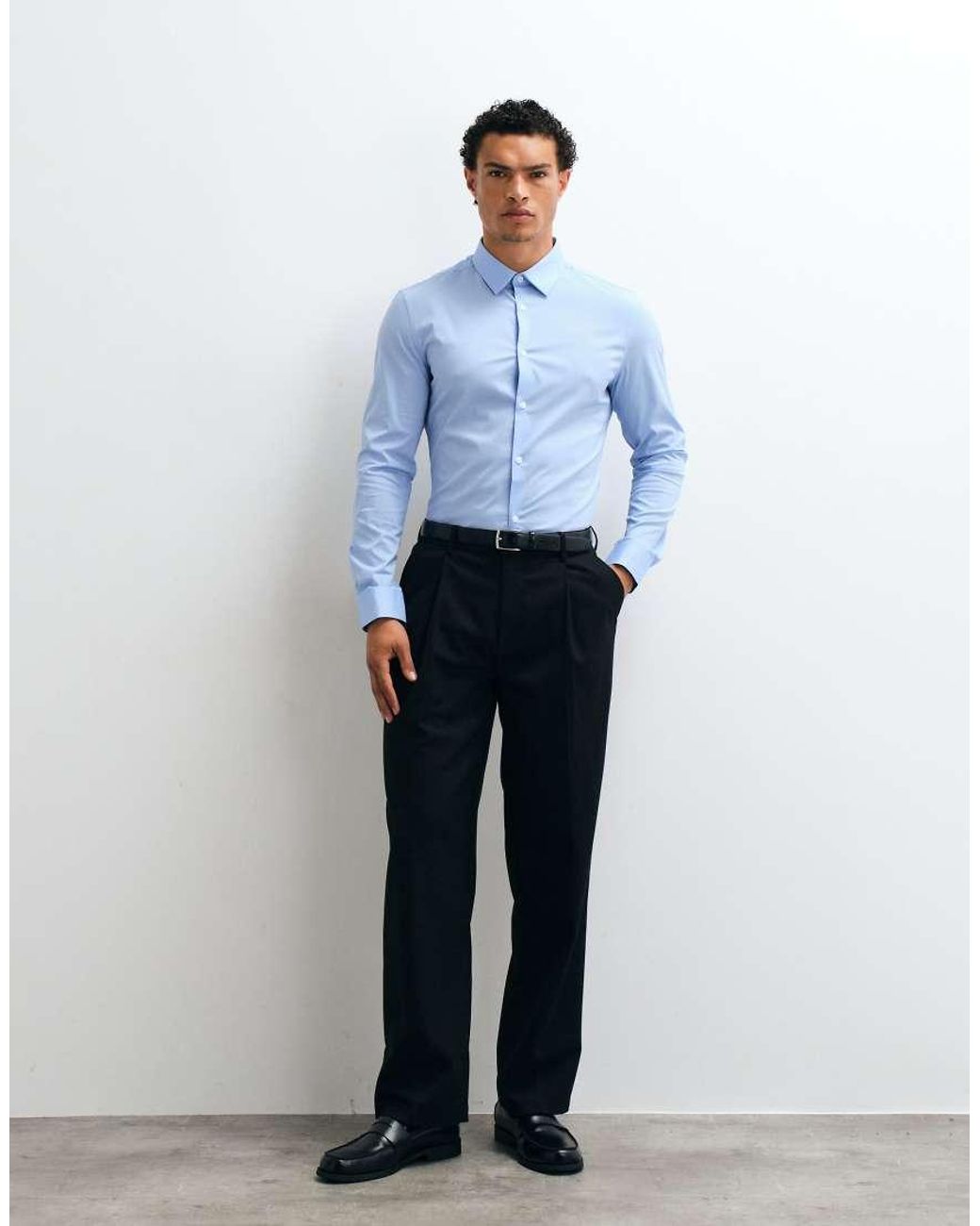 ASOS Blue Skinny Stretch Work Shirt for men