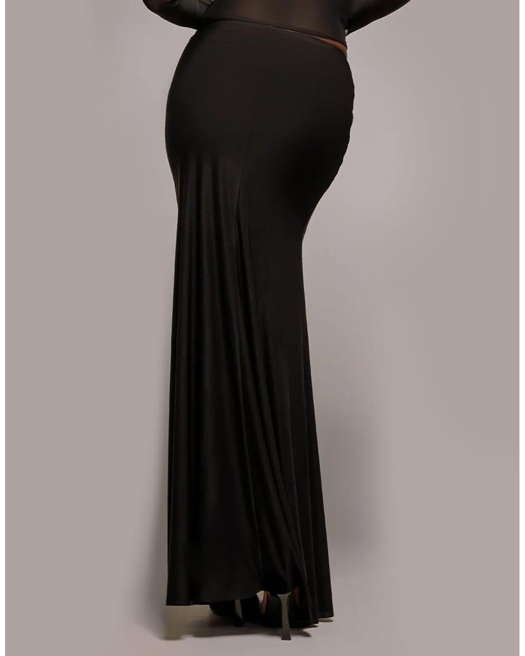 Goddiva Brown Asymmetric Gathered Front Split Maxi Skirt