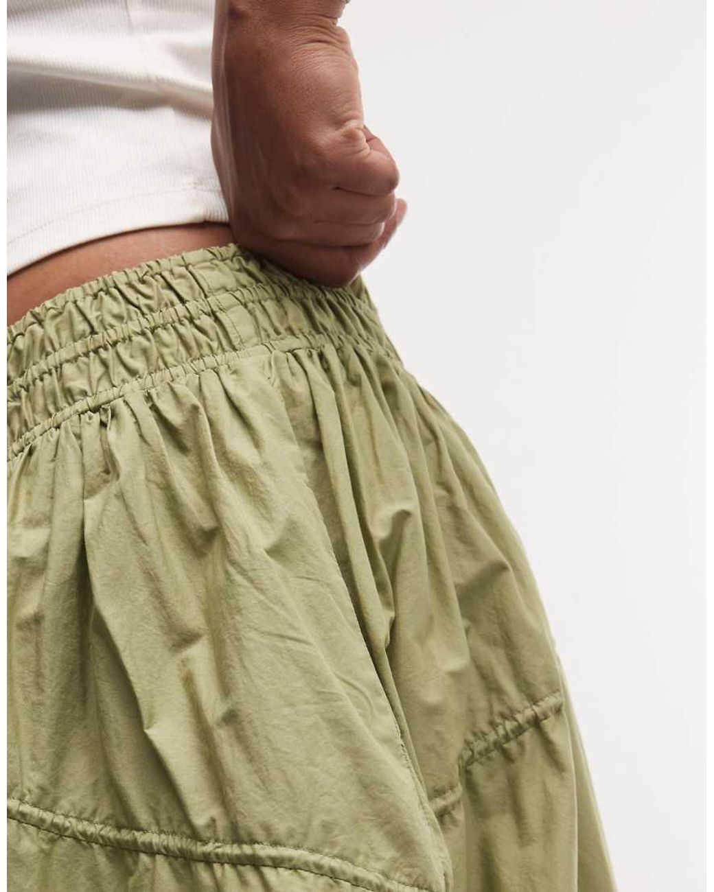 ASOS Green Asos Design Curve Adjustable Drawstring Pocket Detail Volume Midi Skirt