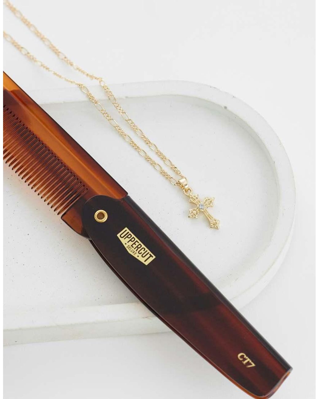 ASOS White Cross Pendant Necklace With Crystal Detail for men