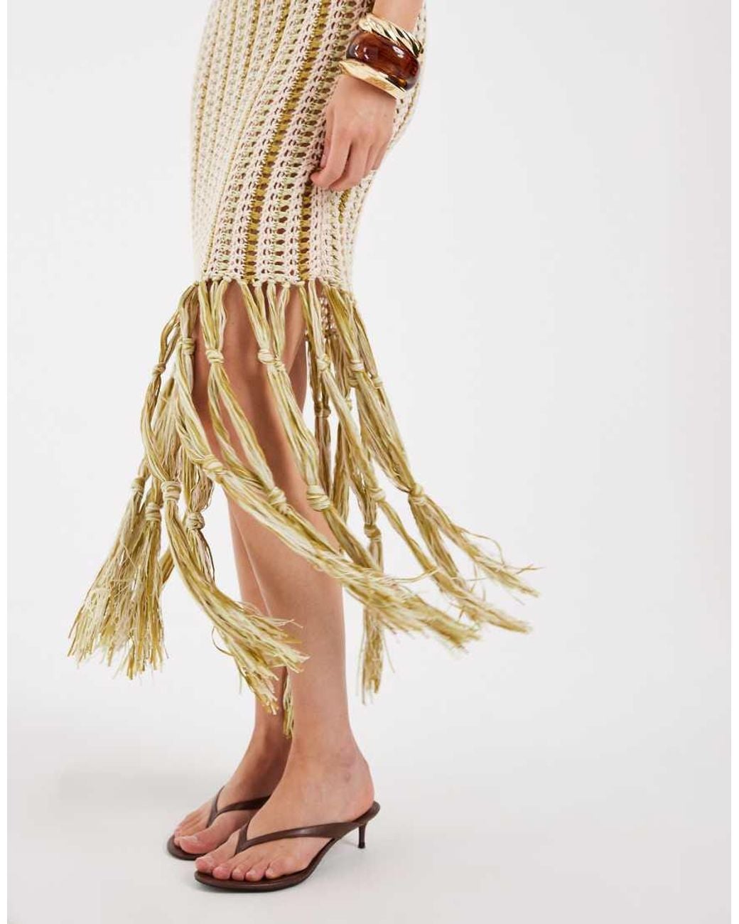 ASOS Metallic Tara Tassel Macramé Beach Maxi Dress
