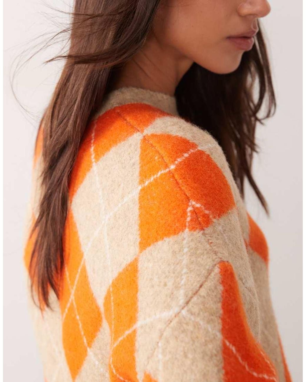 ASOS Orange Argyle Crew Neck Jumper