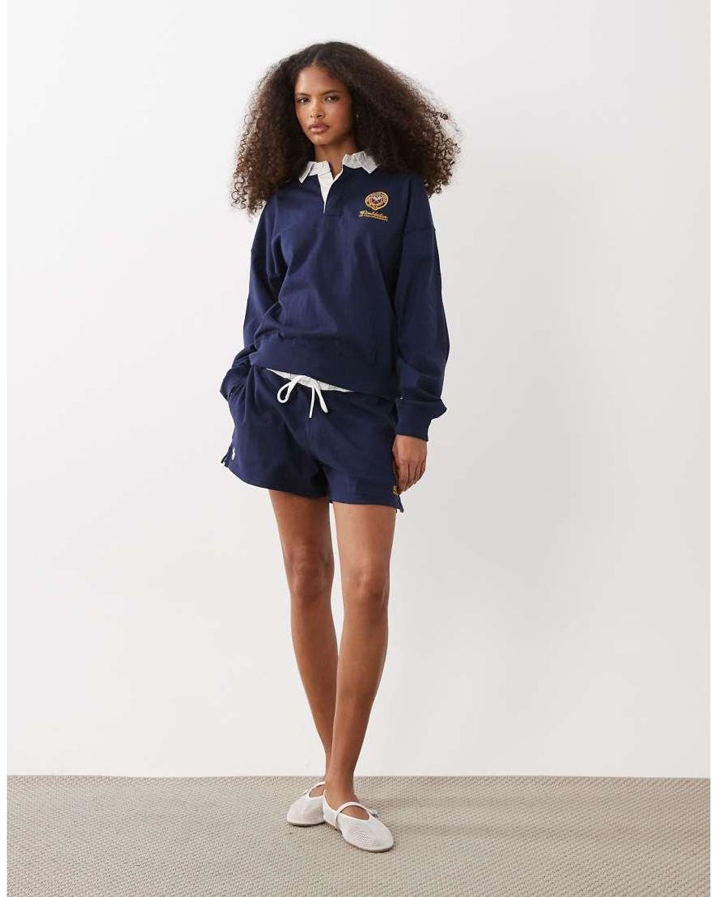 Polo Ralph Lauren Blue Wimbledon Capsule Rugby Polo With Crest Embroidery