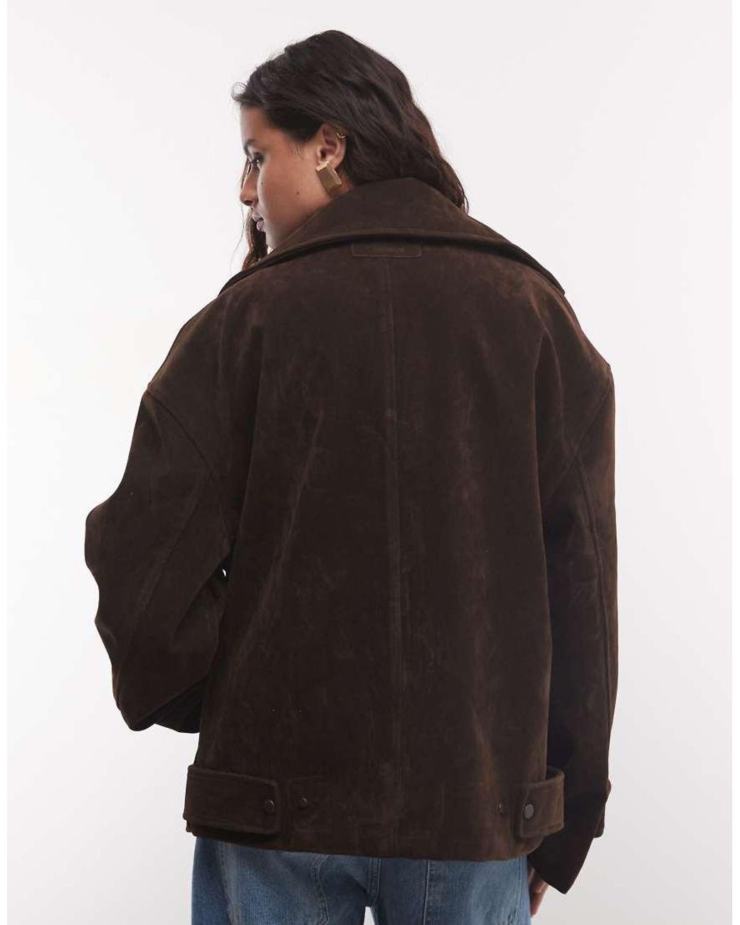 CERNUCCI Black Faux Suede Extreme Funnel Neck Jacket