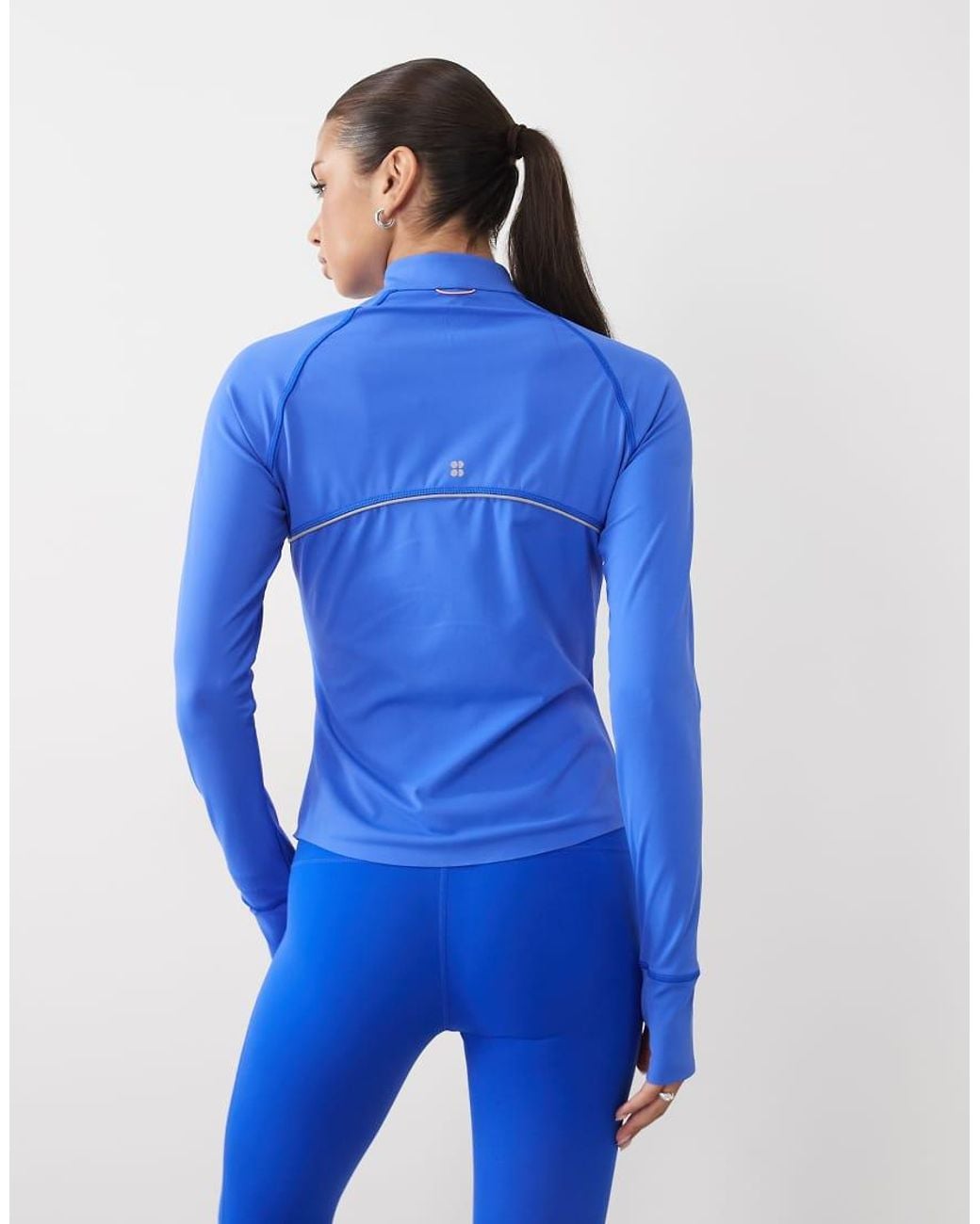 Sweaty Betty Blue Runner's High Bonded Half Zip Jacket
