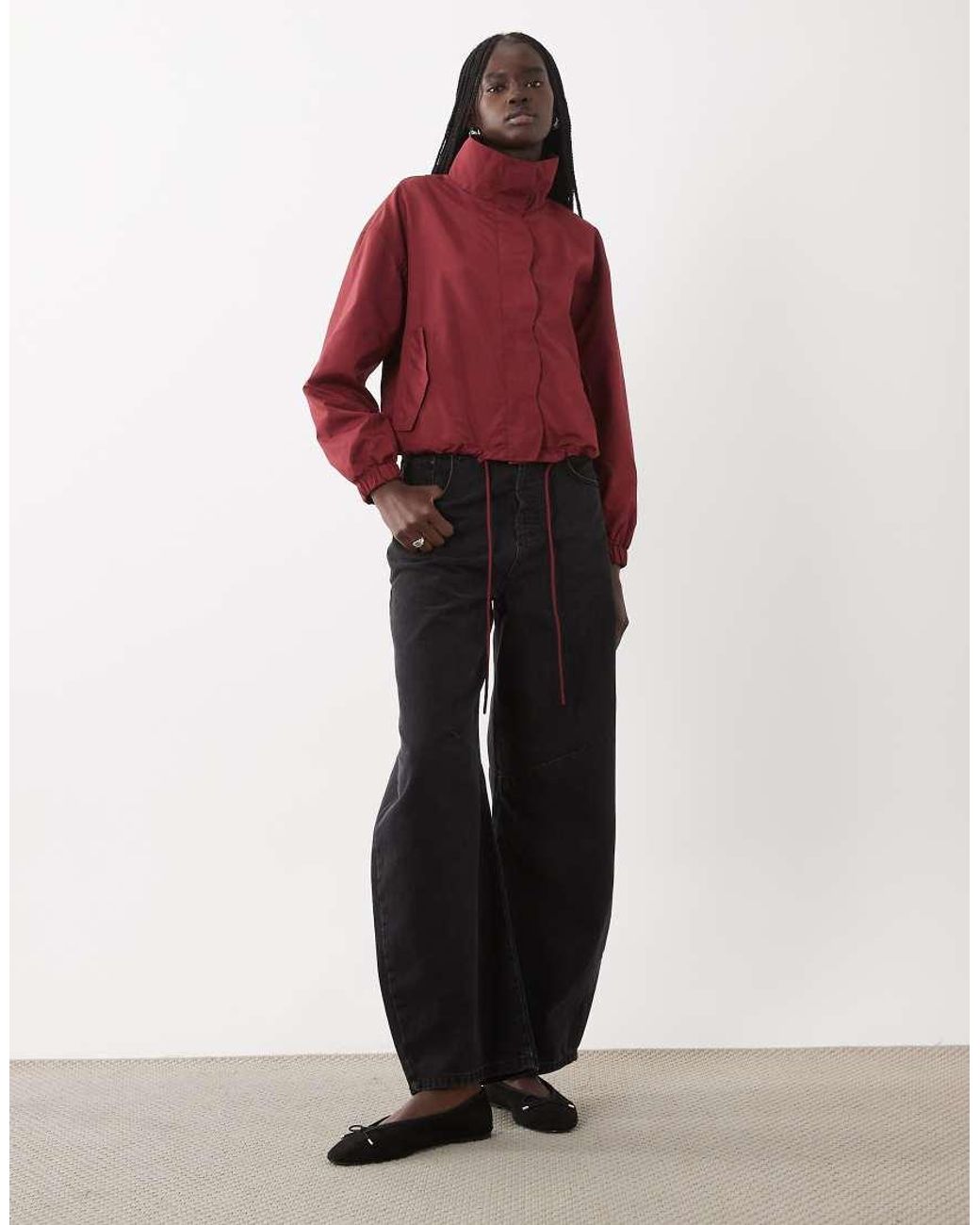 Miss Selfridge Red Scallop Detail Windbreaker
