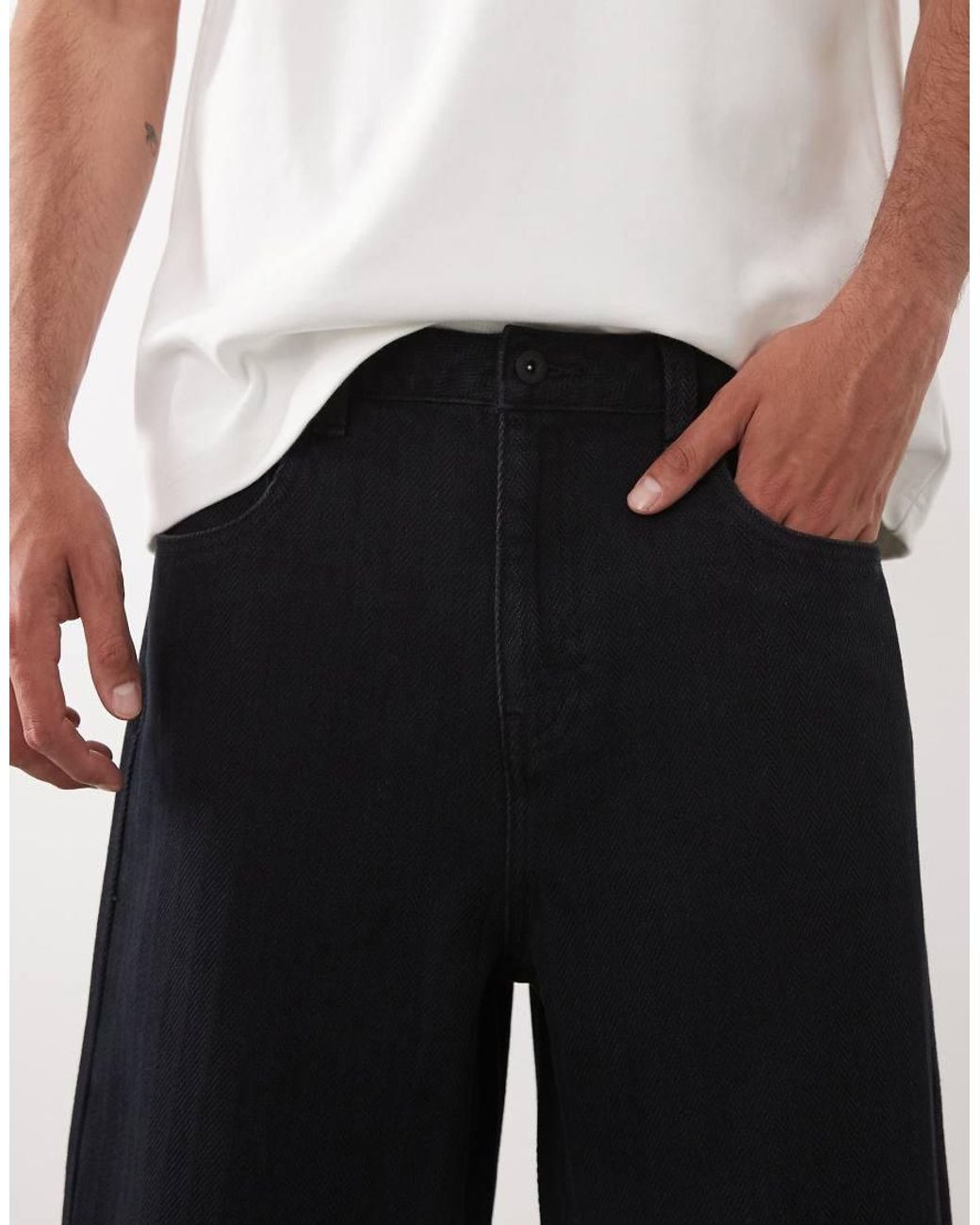 ASOS White Loose Denim Jorts for men