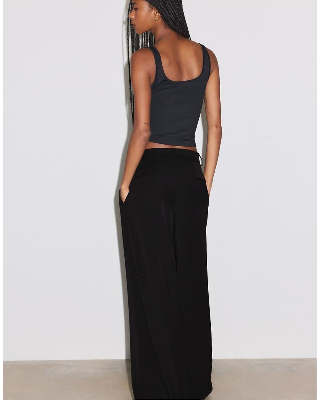 Stradivarius Black Tall Wide Leg Smart Trousers With Darts
