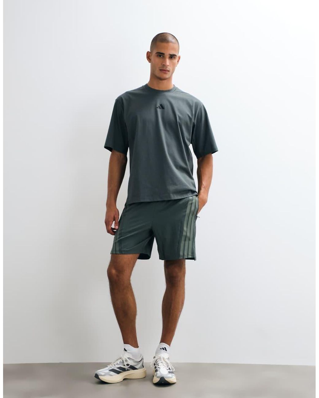 Adidas Originals Blue Adidas Training D4t Shorts With 3 Stripes for men