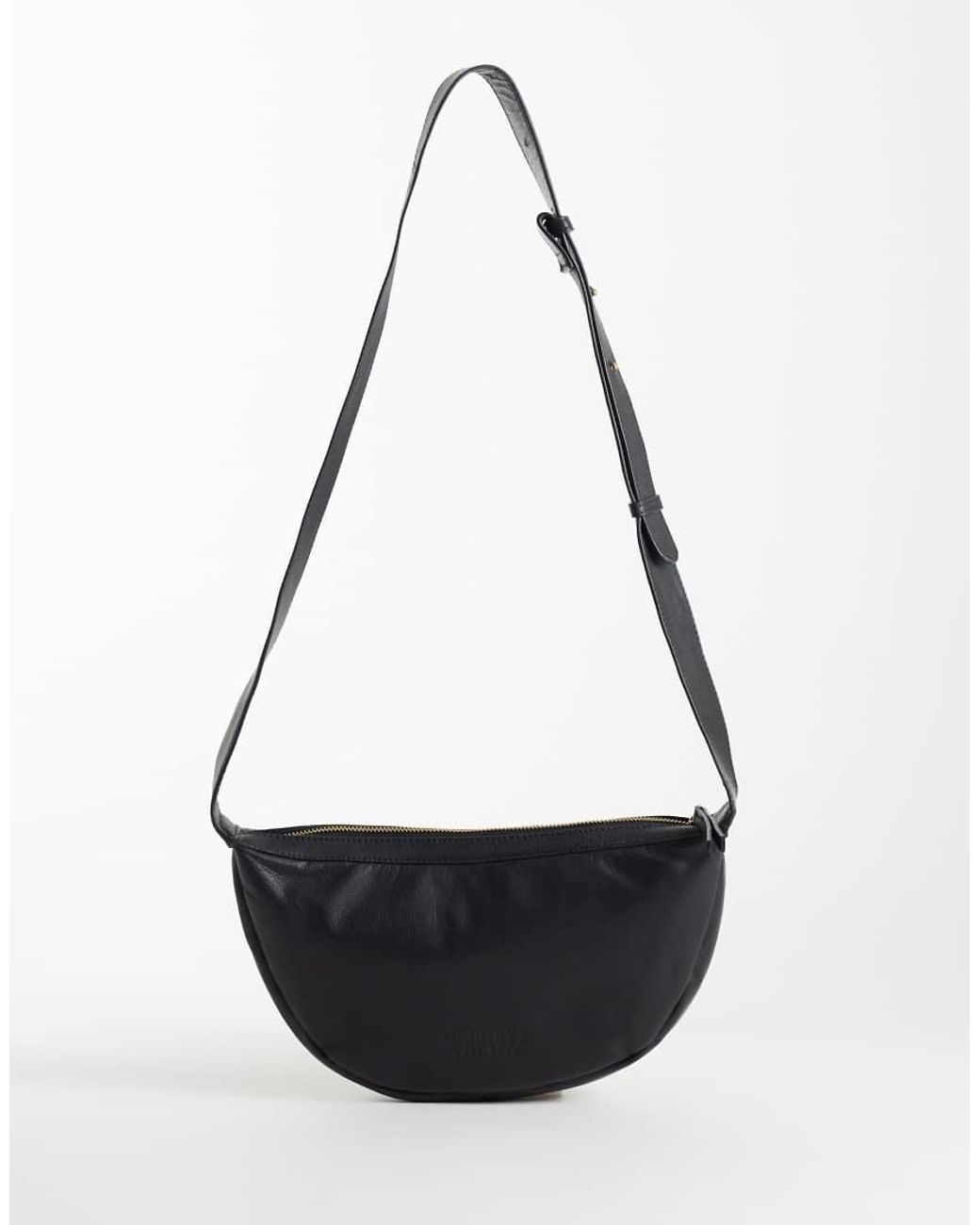 Barney's Originals Black Real Leather Cross-Body Bag