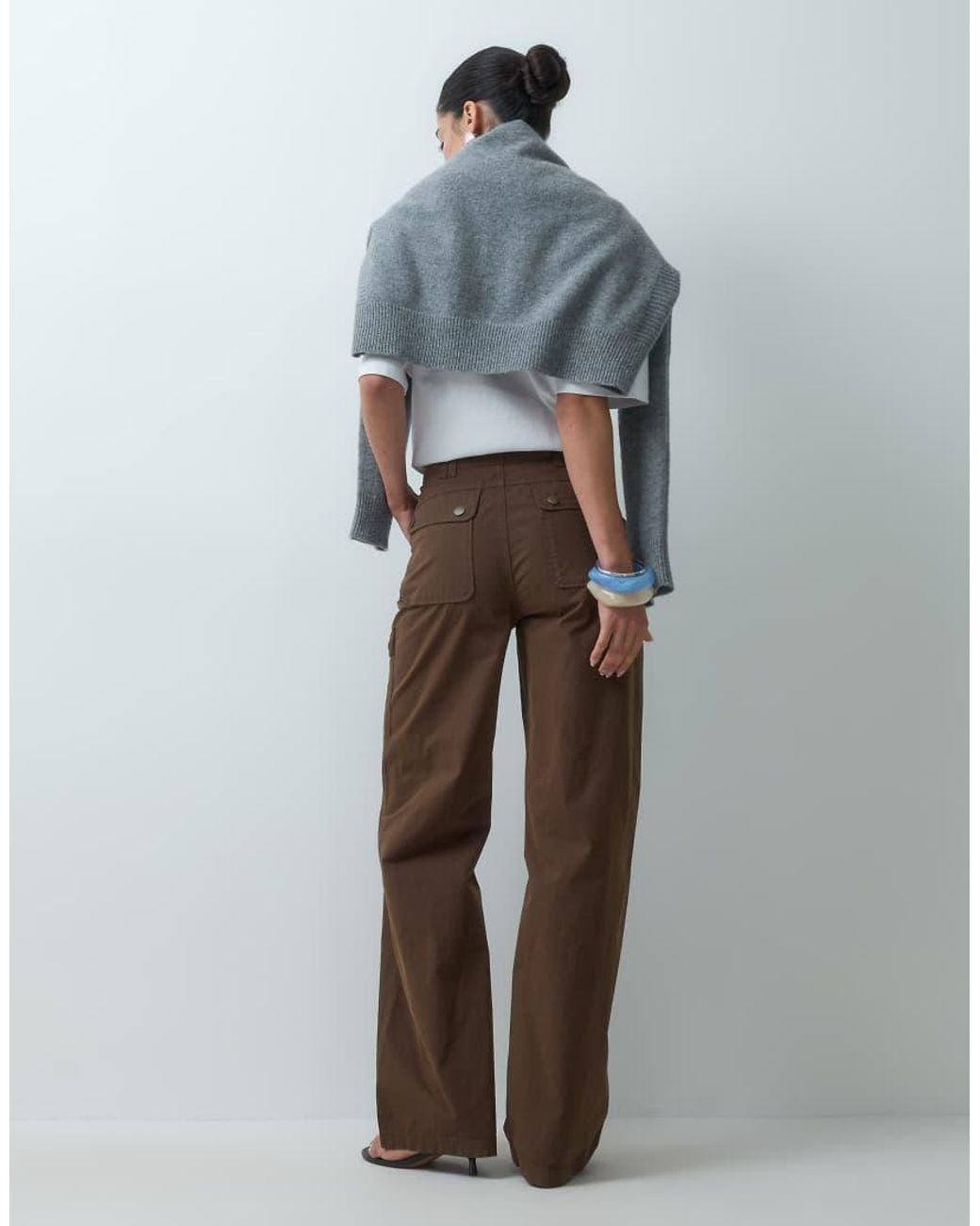 ASOS Blue Peached Cargo Trouser With Pocket Detail