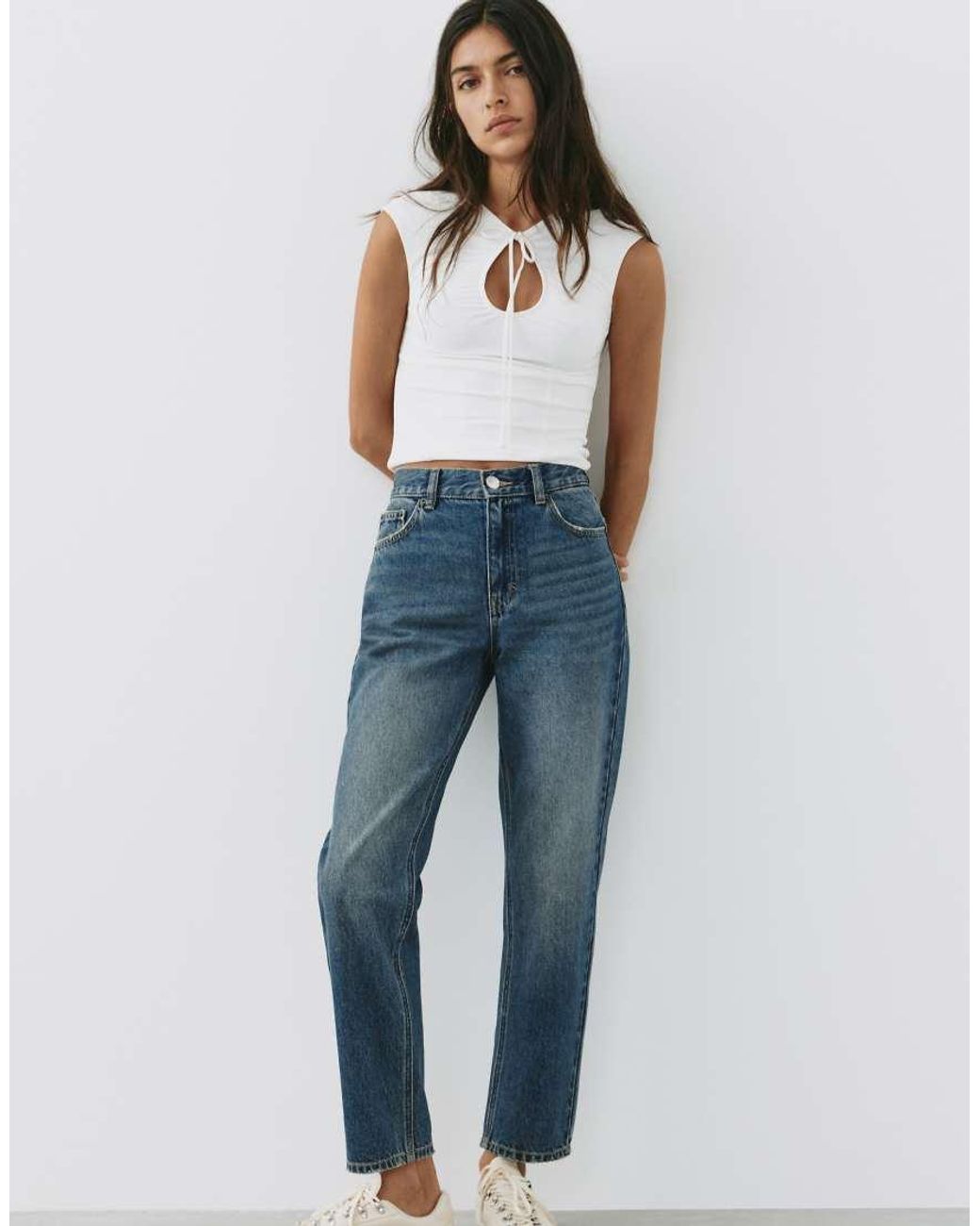 Pull&Bear Blue High-Waist Mom Fit Jeans