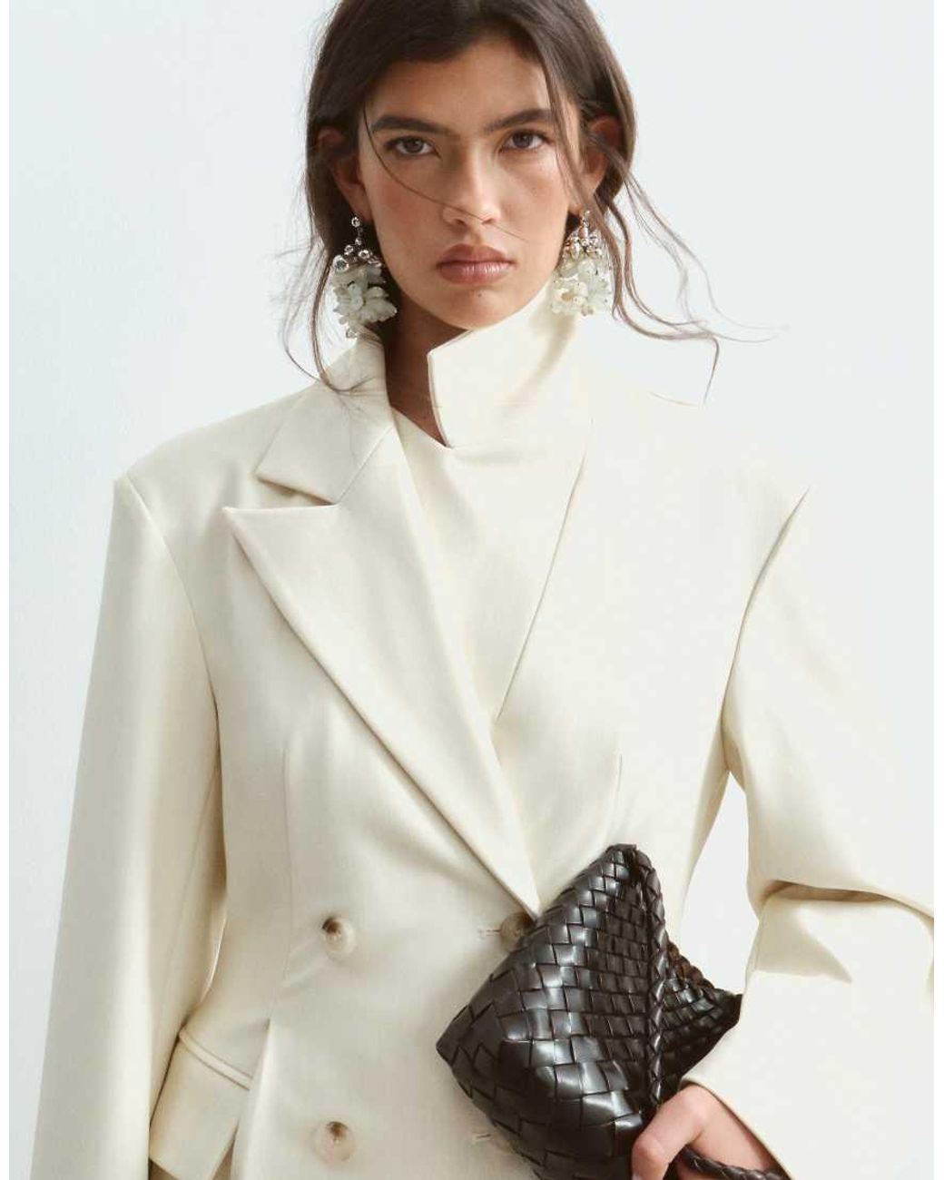 ARRANGE Natural Clean Pleat Detail Double Breasted Blazer