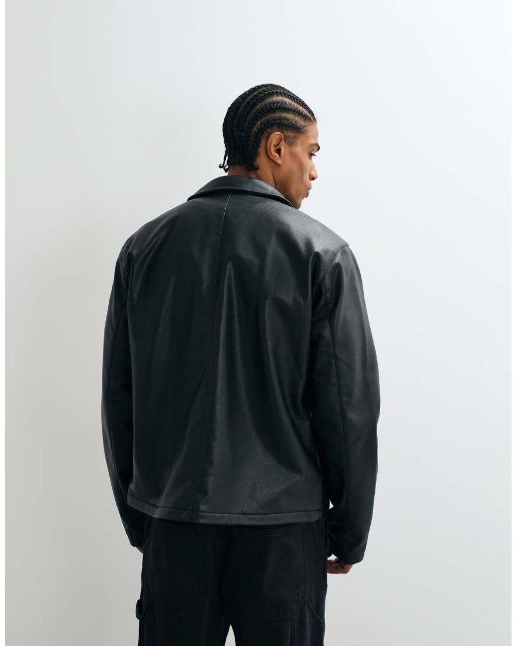 JJ Rebel Blue Faux Leather Zip Up Jacket for men
