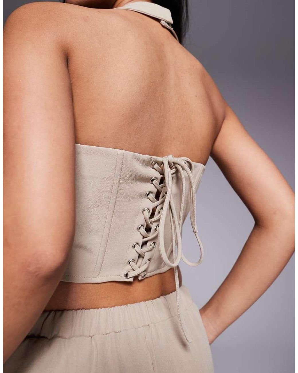 Kaiia Purple Exclusive Lace Up Back Halterneck Top Co-Ord