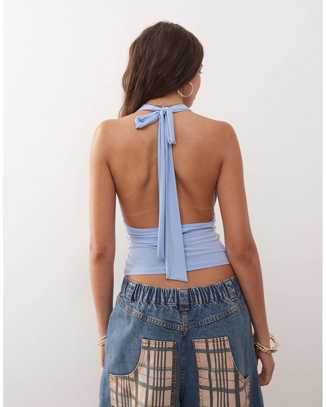 Collusion Blue Cupro Longline Halter Top