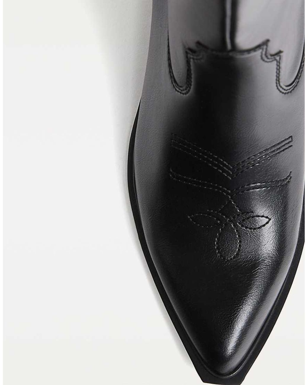 Stradivarius Black Heeled Cowboy Boots