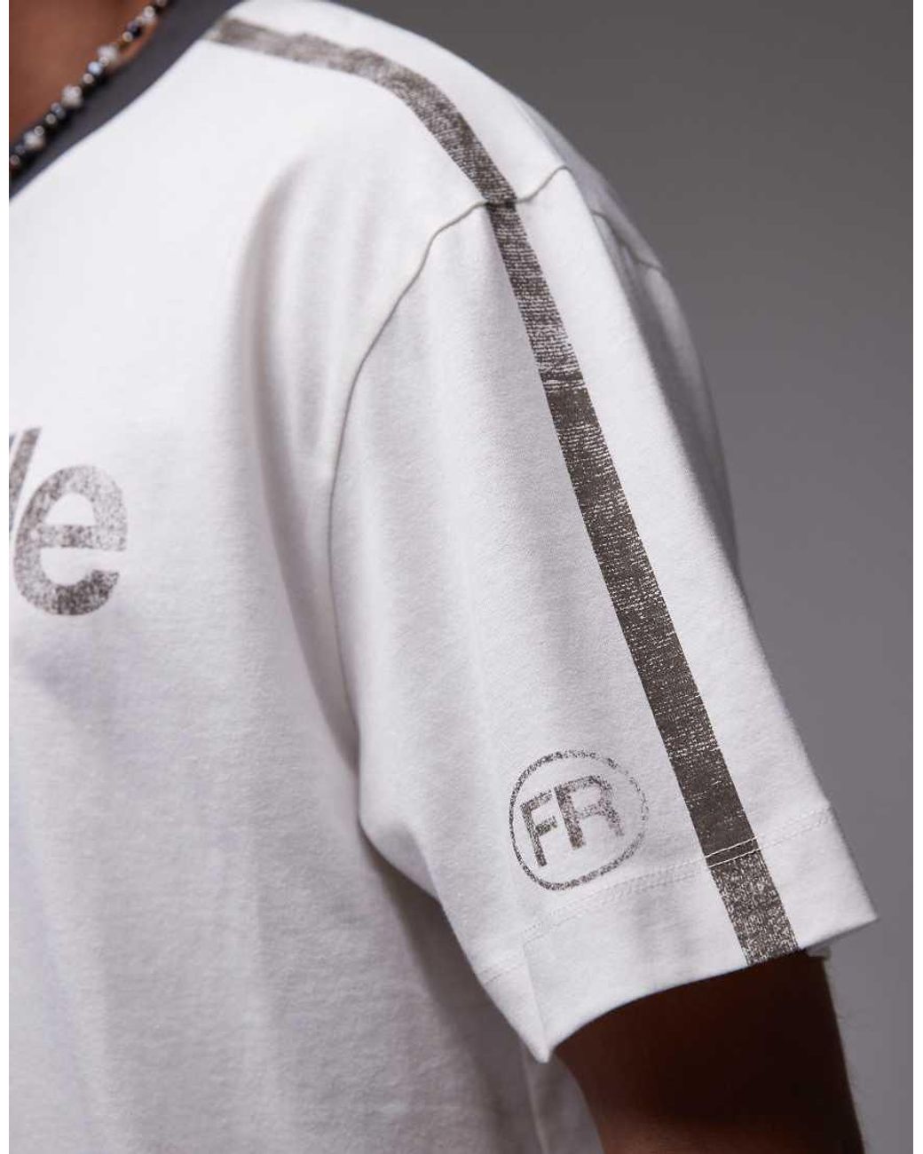 Topman Ruimvallend Ringer T-Shirt Met Marseille-Print in het Gray voor heren