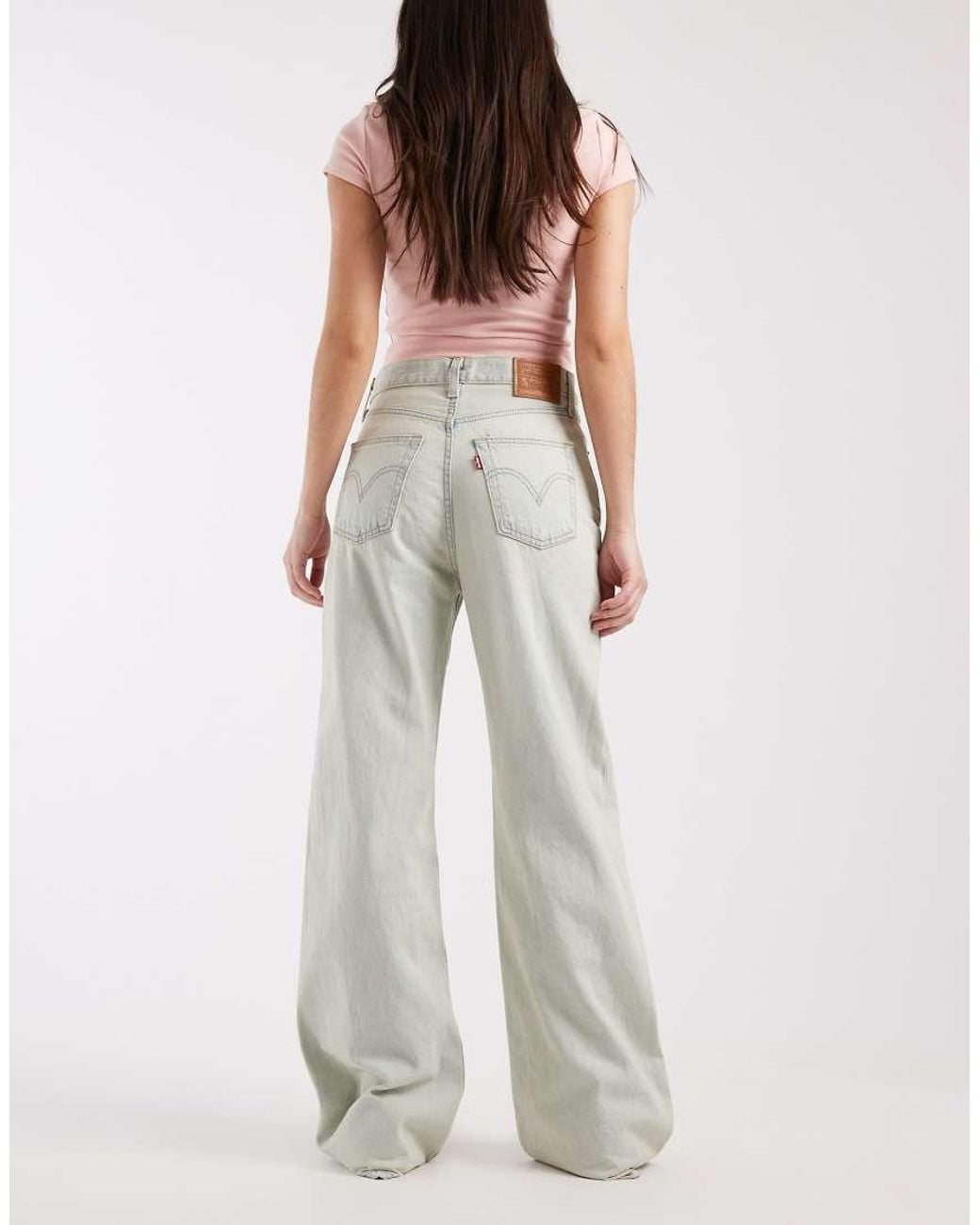 Levi's White Ribcage Wide Leg Jeans