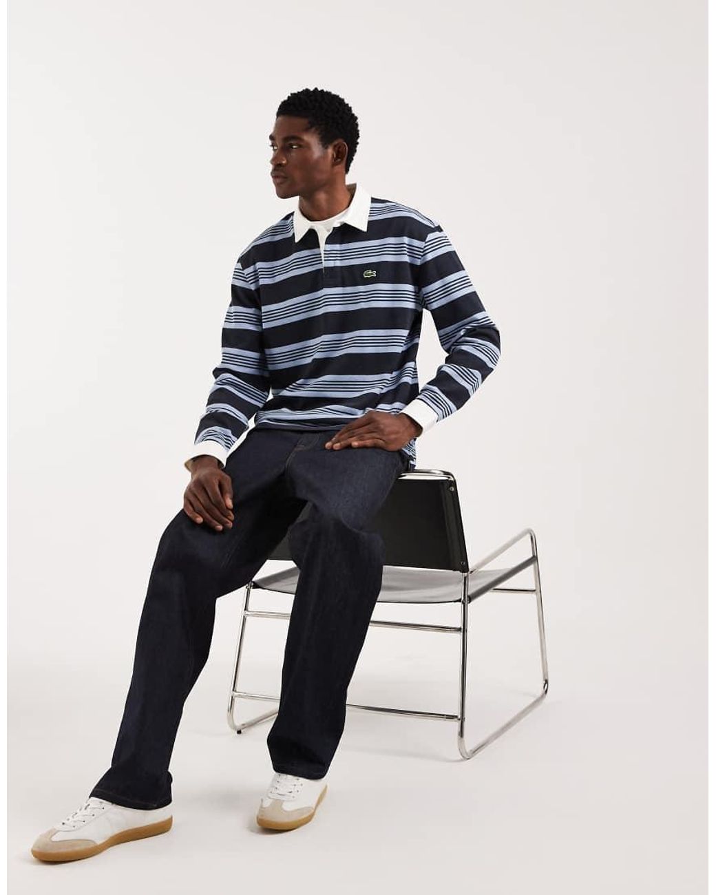 Lacoste Blue Stripe Rugby Shirt for men