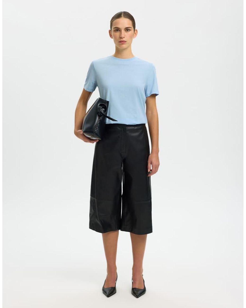 SELECTED Blue Myessential Crew Neck Short Sleeve T-shirt
