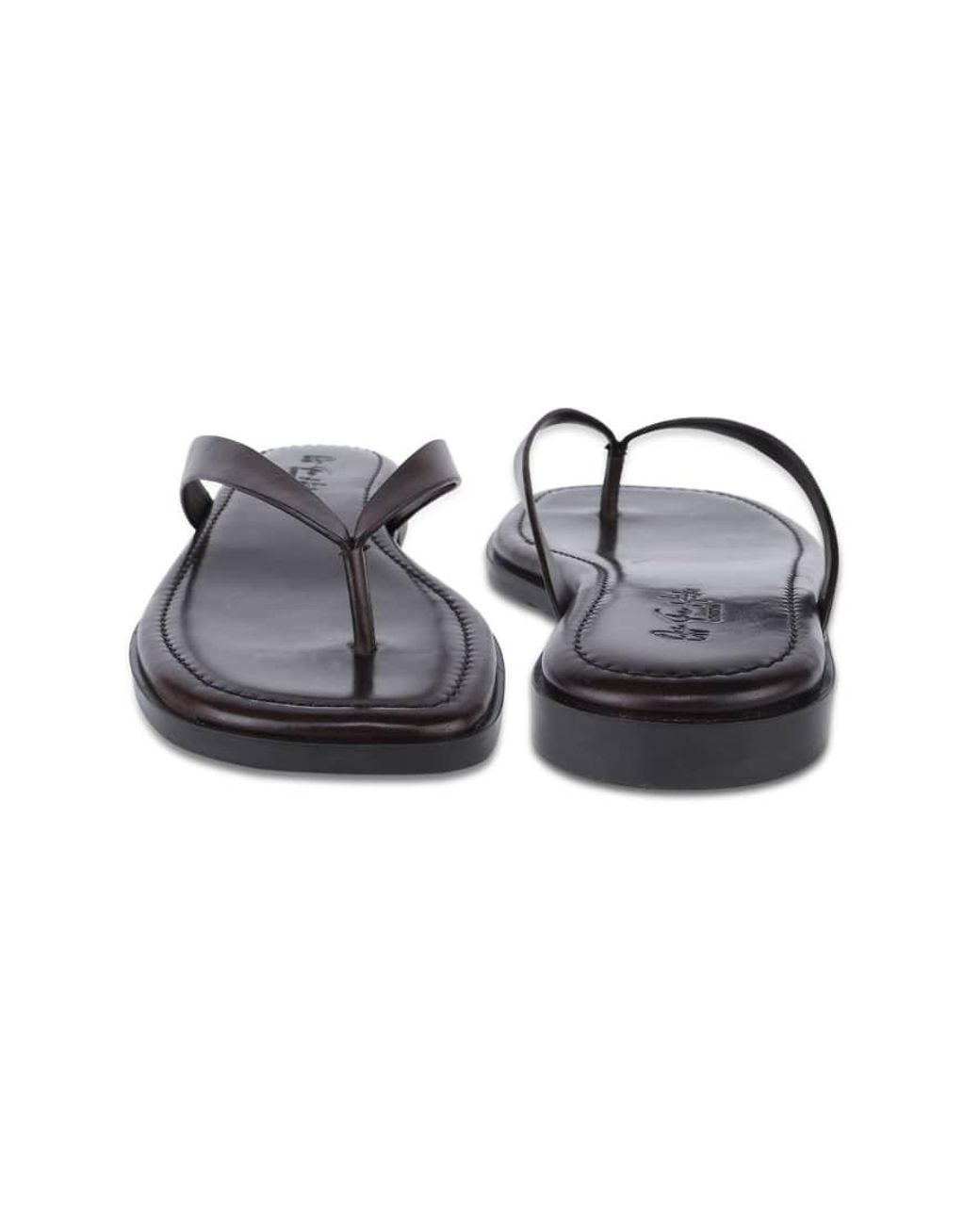 OFF THE HOOK Brown Freya Leather Toe Thong Flat Sandals