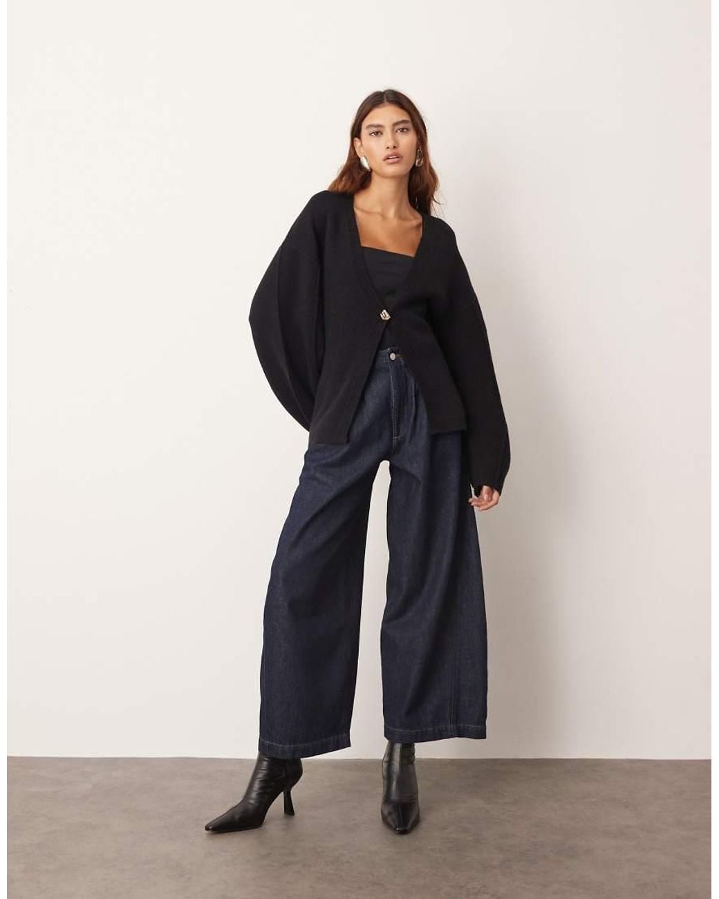 ARRANGE Blue Sculpted Waist Cardigan With Ovoid Sleeve