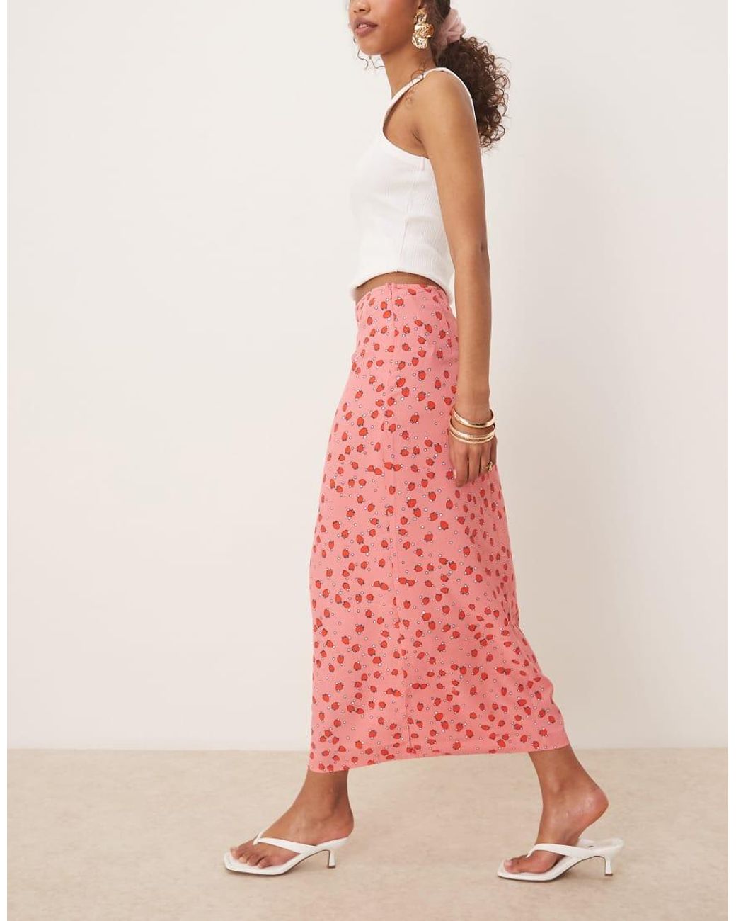 Glamorous Pink Bias Cut Midi Skirt