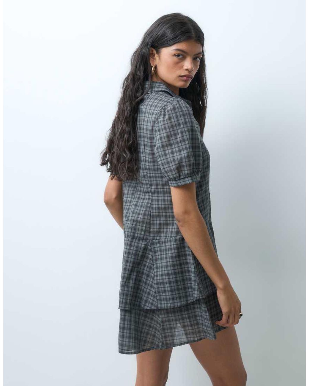 ONLY Blue Dropped Waist Short Sleve Mini Dress