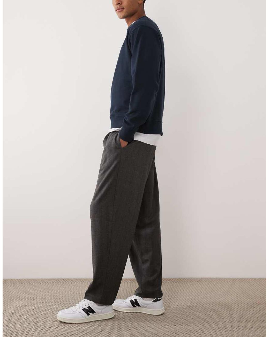 ASOS Gray Oversized Tapered Suit Pants for men