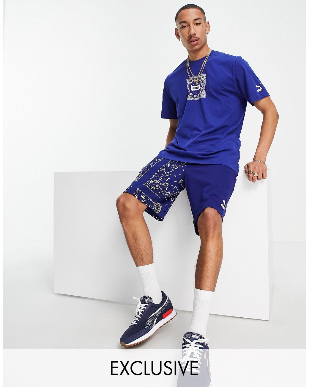 PUMA Off Beat Paisley Shorts in Blue for Men | Lyst