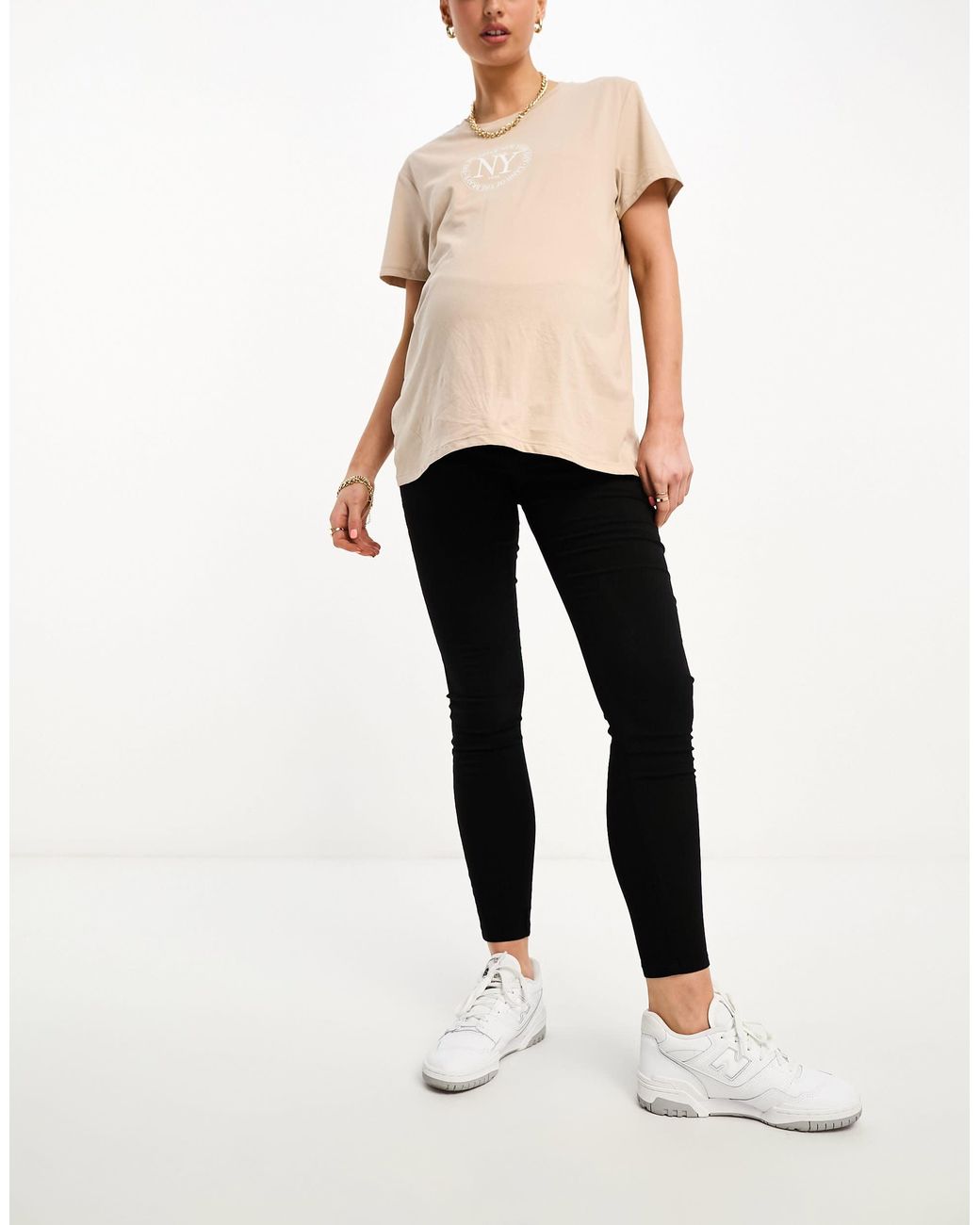 Mama.licious White Mamalicious Maternity jegging With Over The Bump Band