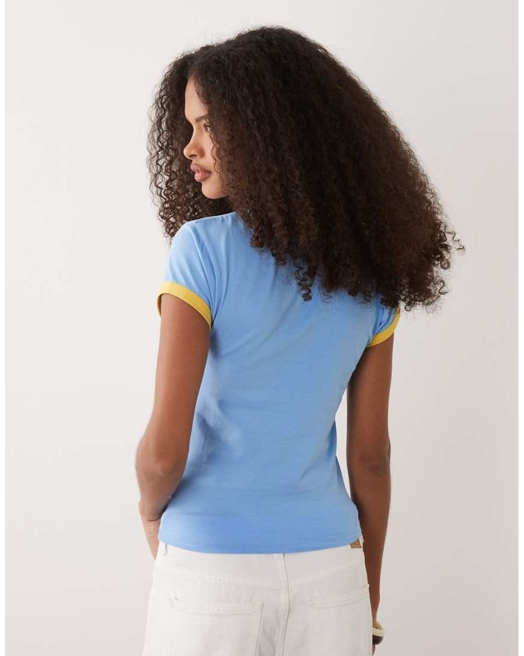 ASOS Shrunken Contrast Ringer Tee With 98 Varsity Graphic in Blue | Lyst UK