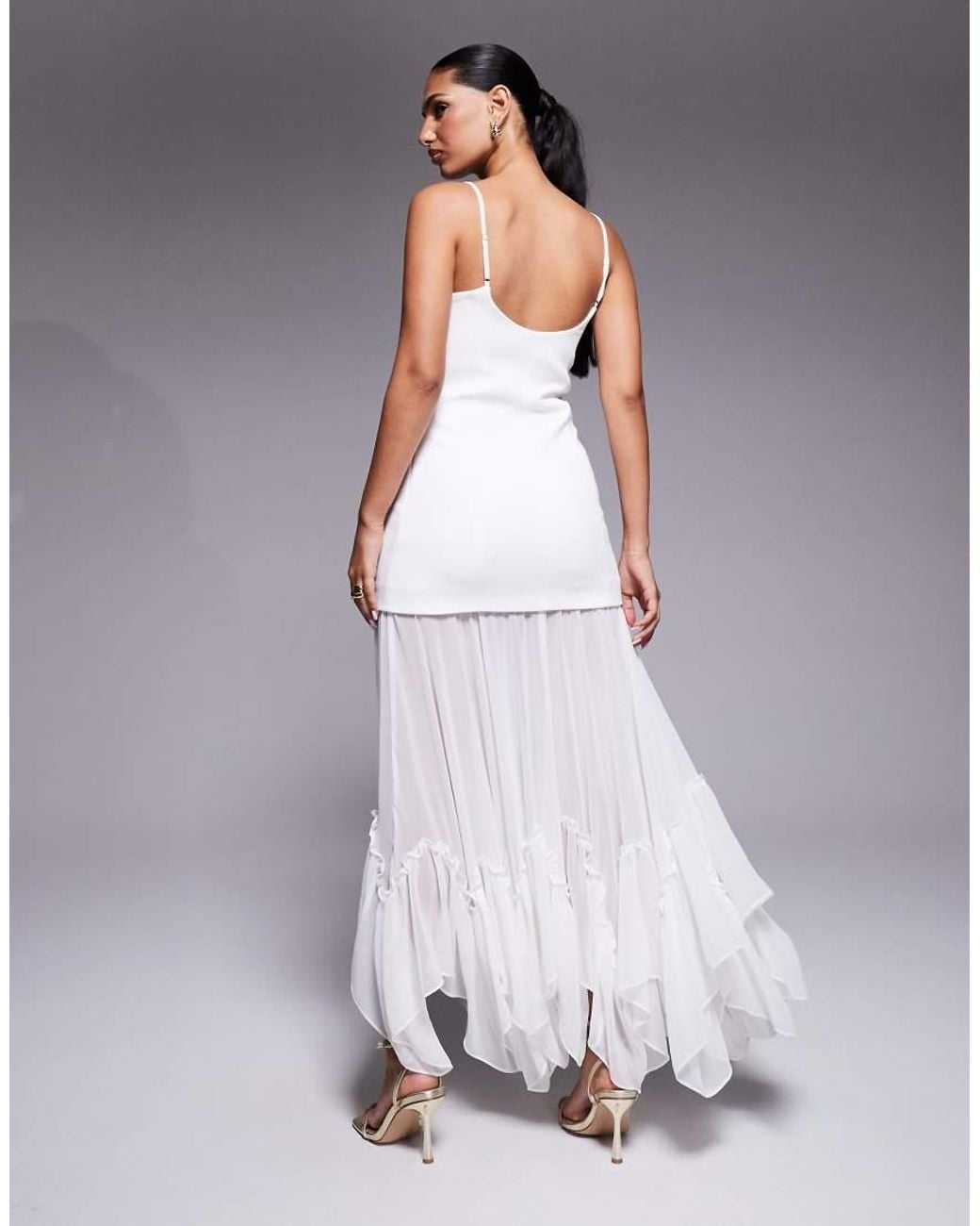 Forever New Purple Bridal Cami Sheer Hanky Hem Maxi Dress