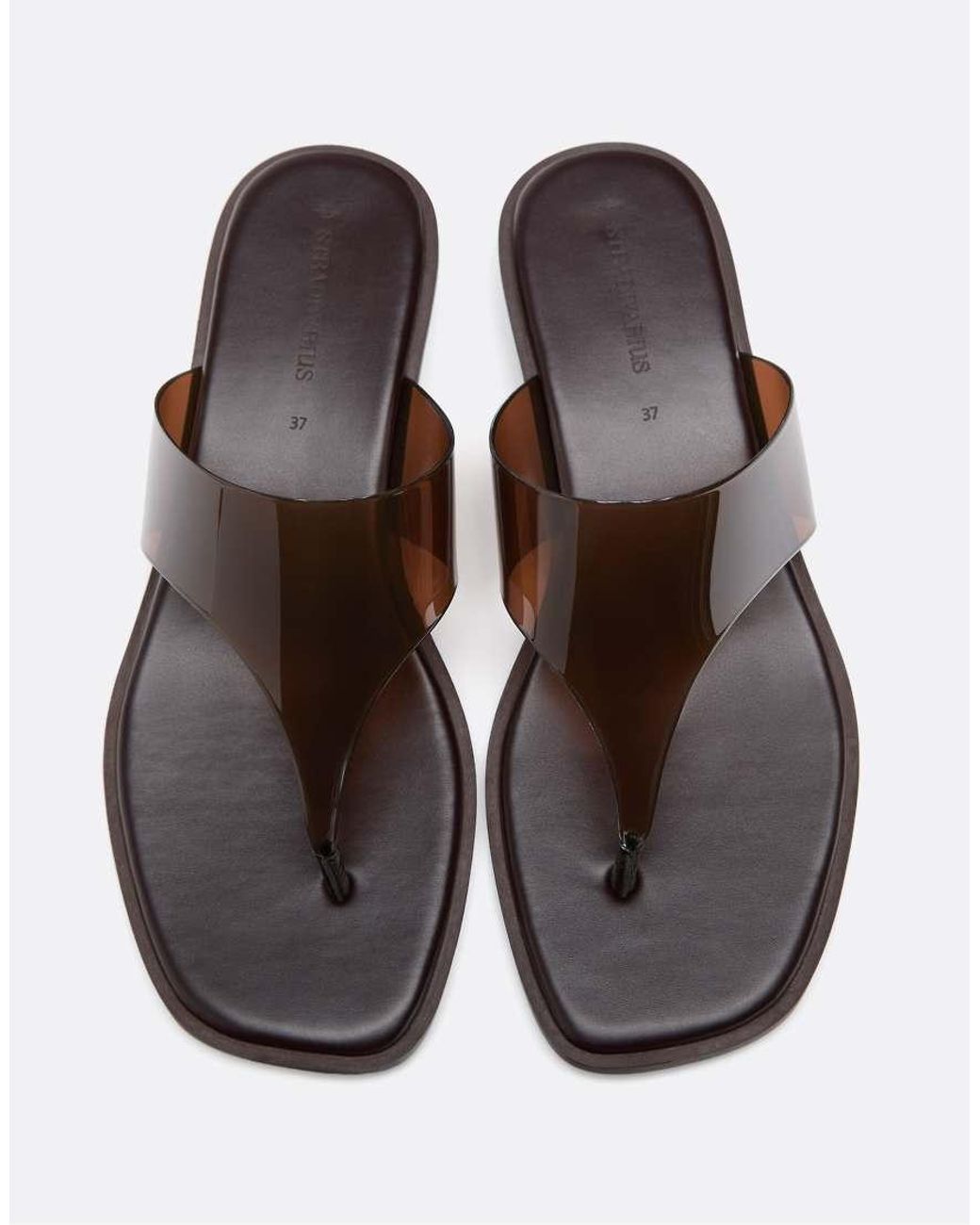 Stradivarius Brown Vinyl Thong Flat Sandals