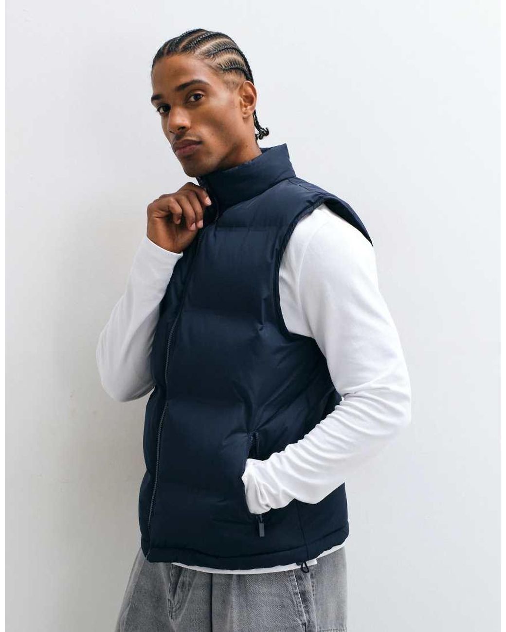 New Look Blue Puffer Gilet for men