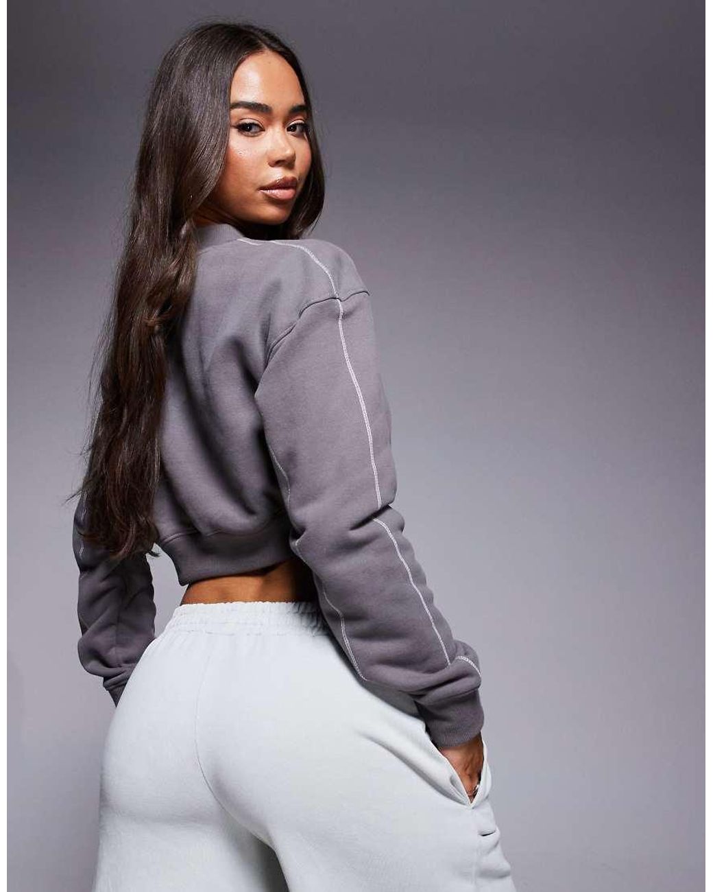 Good For Nothing Gray Cropped Sweatshirt