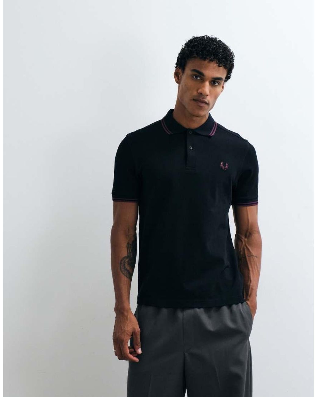 Fred Perry Black Twin Tipped Polo Shirt for men
