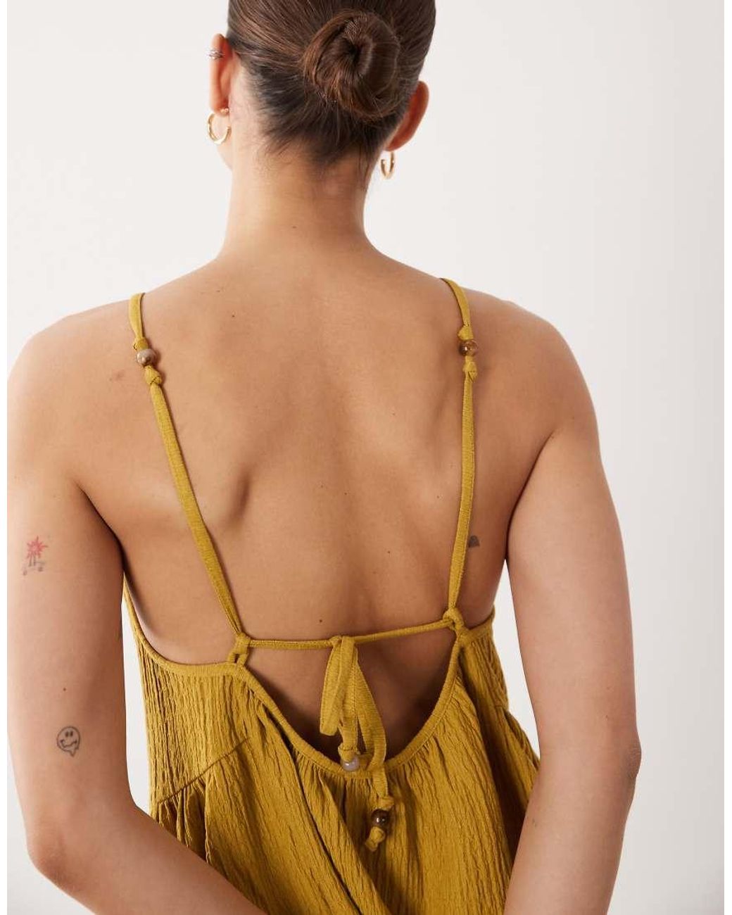 ASOS Brown Textured Halter Trapeze Mini Dress