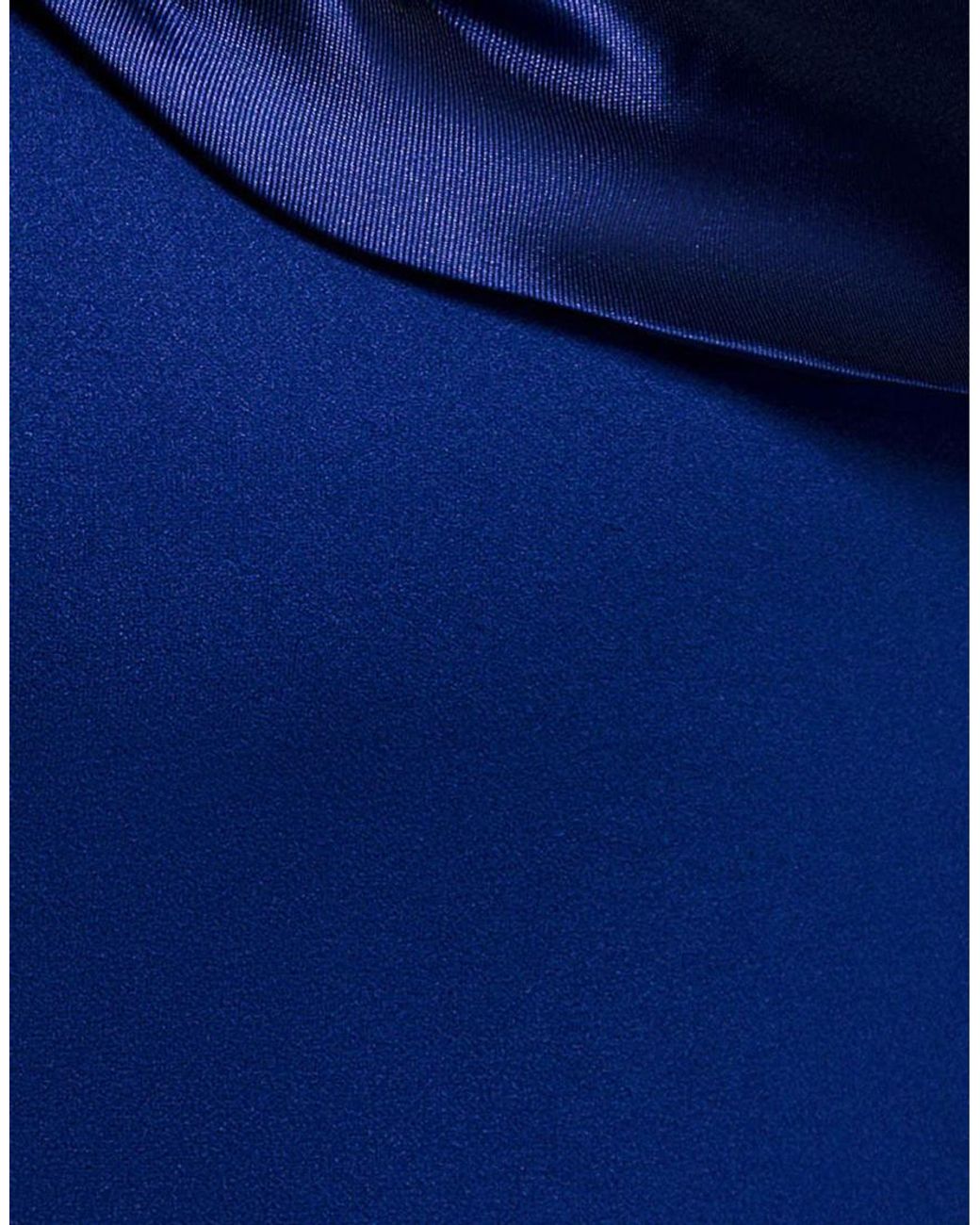 Goddiva Blue Satin Twist One Shoulder Maxi Dress