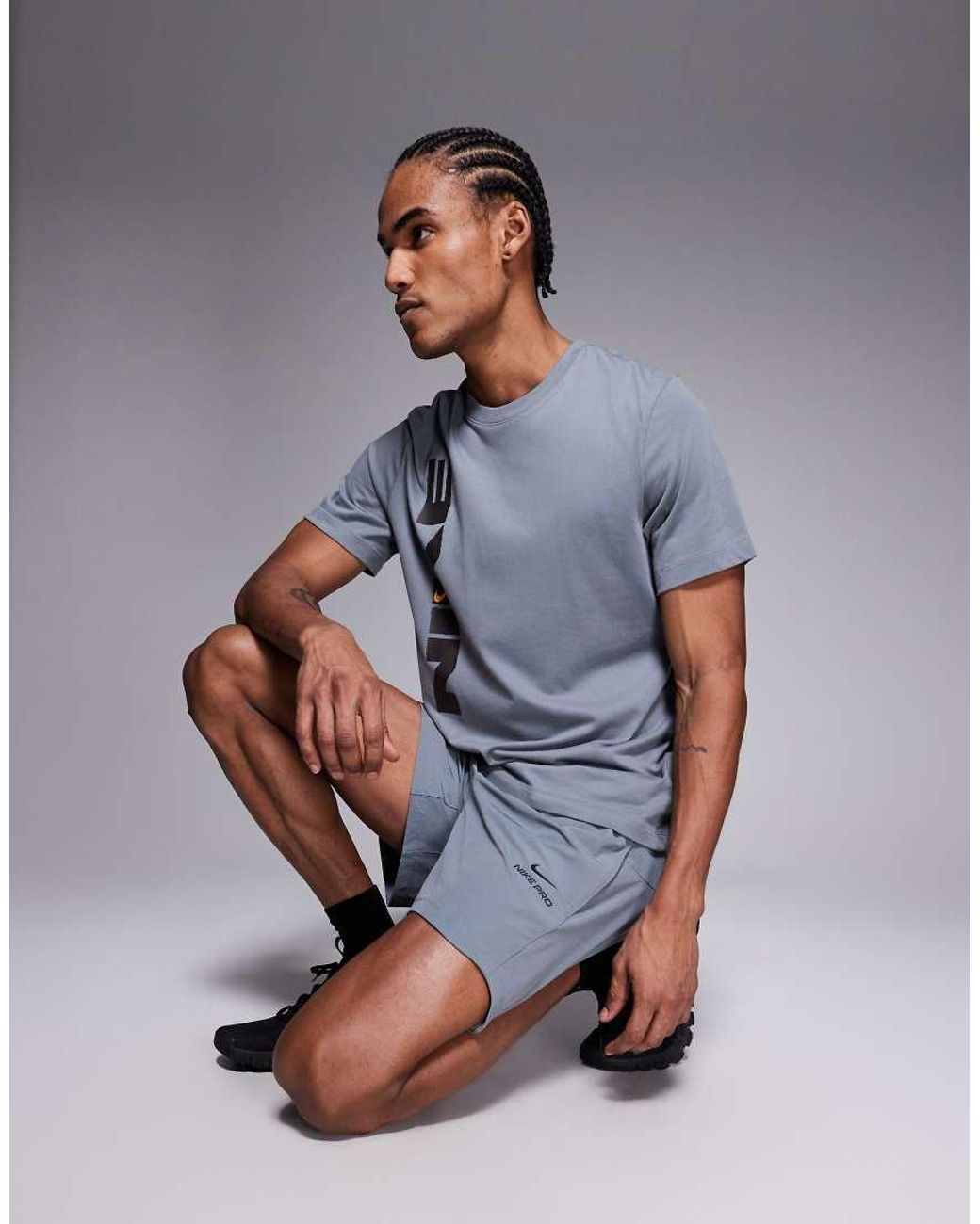 Nike Gray Pro Dri-fit 6 Inch Shorts for men