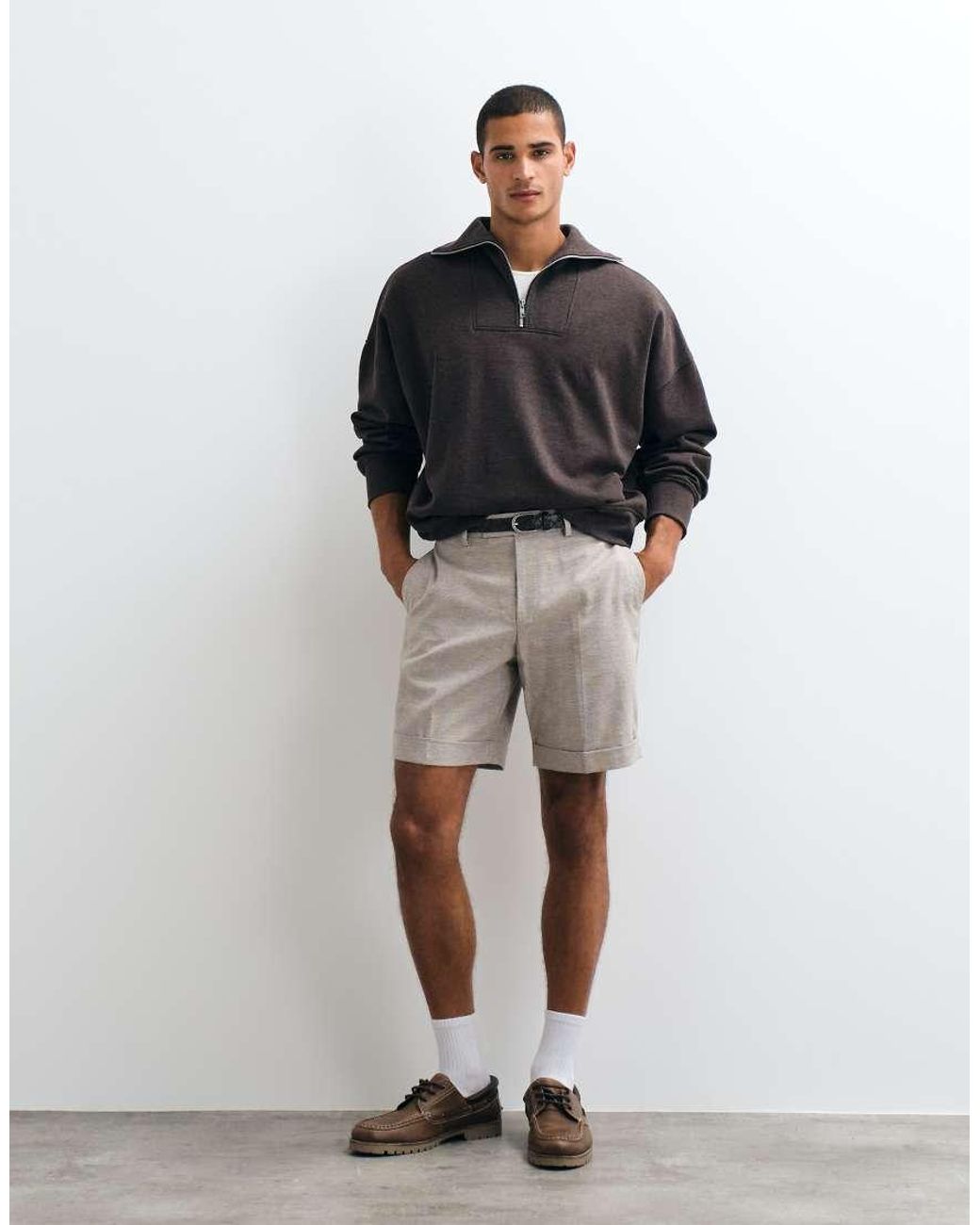 ASOS Natural Linen Rich Tailored Regular Shorts for men