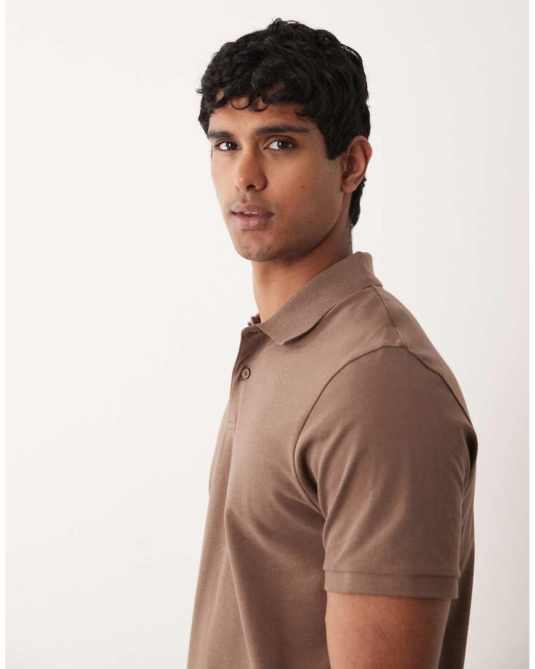 ASOS Brown Essentials Regular Fit Polo for men