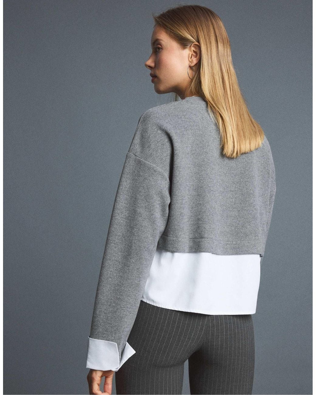 Stradivarius Gray Pullover aus materialmix